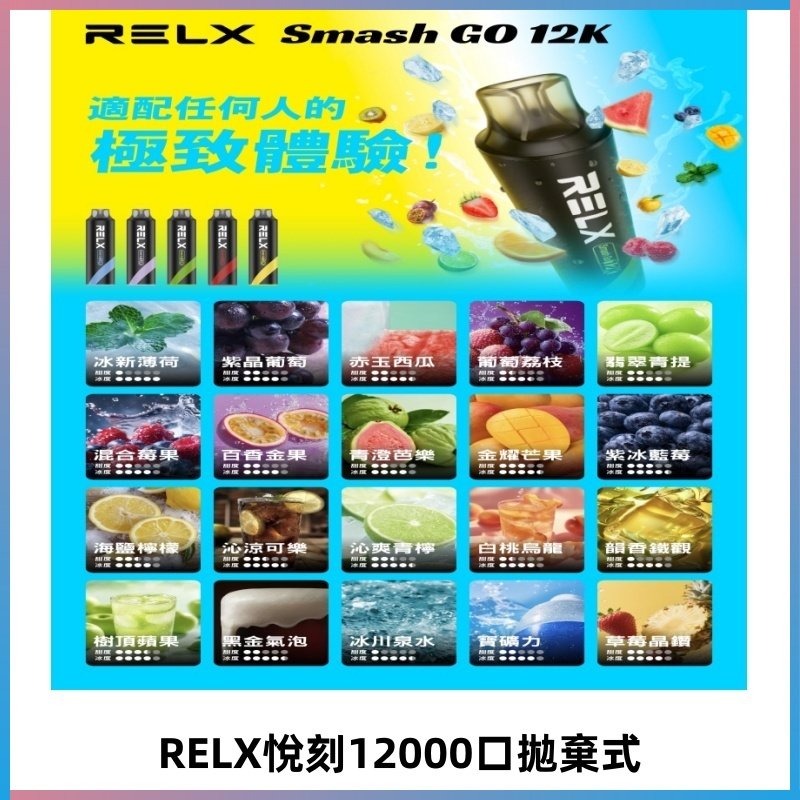 RELX12000口拋棄式 RELX Smash Go 12K一次性悅刻電子煙